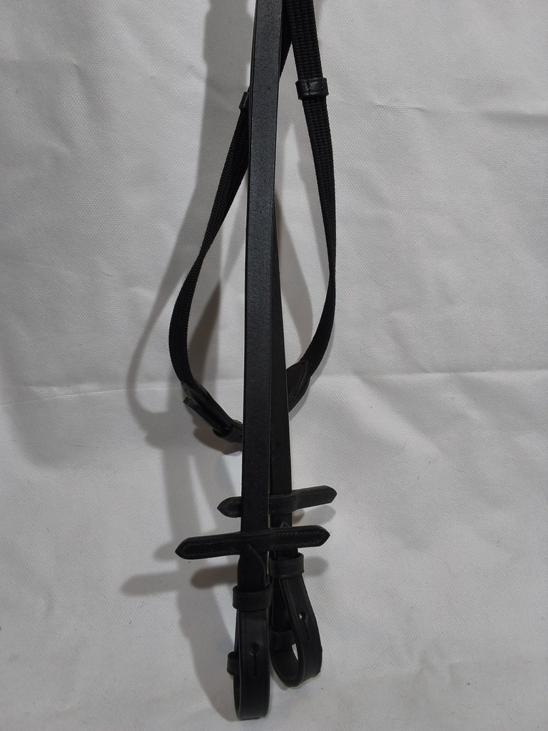 Rênes toile arretoirs QHP noir cheval