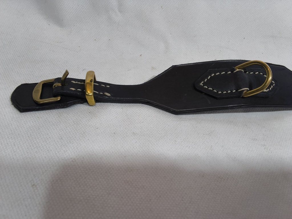 Collier chien cuir large noir/doré 30/38cm