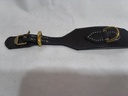 Collier chien cuir large noir/doré 30/38cm