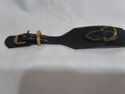 Collier chien cuir large noir/doré 30/38cm