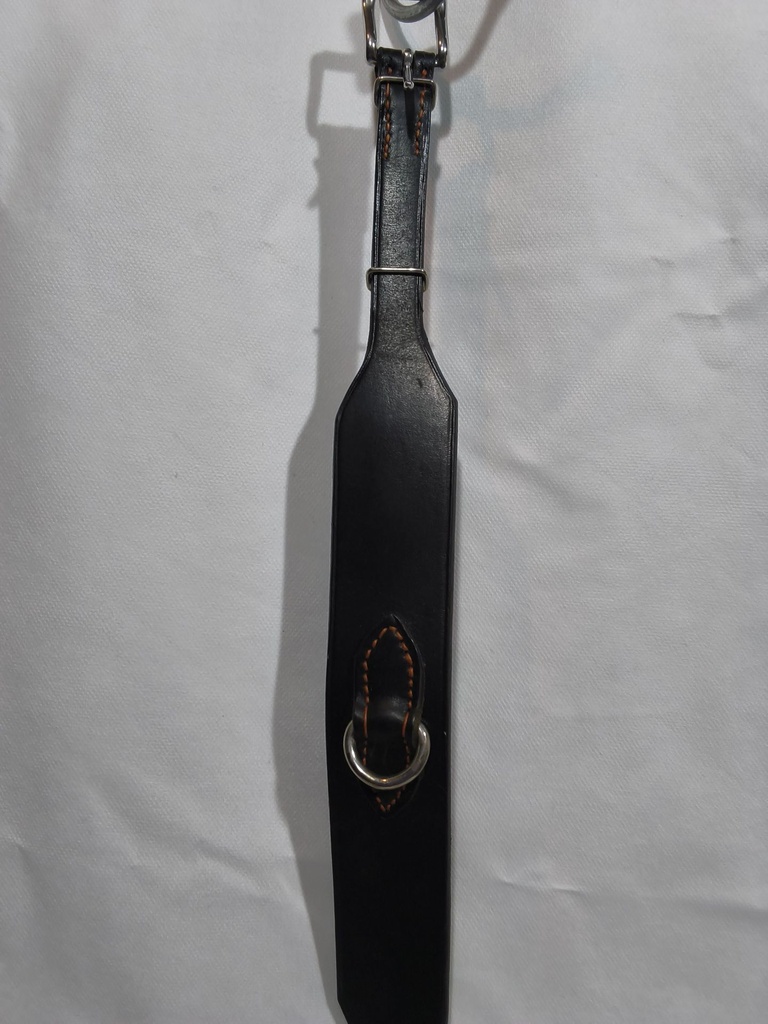 Collier chien cuir large noir/argent 44/52cm