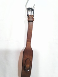 Collier chien cuir large marron/boucles noires 37/44cm