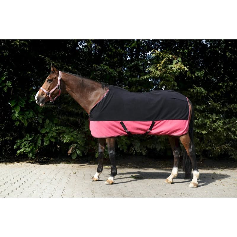 [55373] Chemise polaire EQUITHÈME - Couleur : noir/framboise 6'6"/150 cm