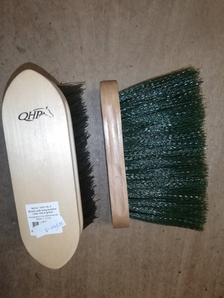 [72390] bouchon long QHP bois, poils olive (18,5x6cm poils 9cm)