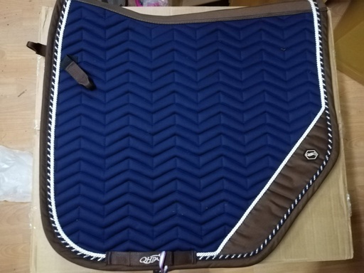 Tapis de selle QHP Shiva Marron foncé/navy Dressage Full