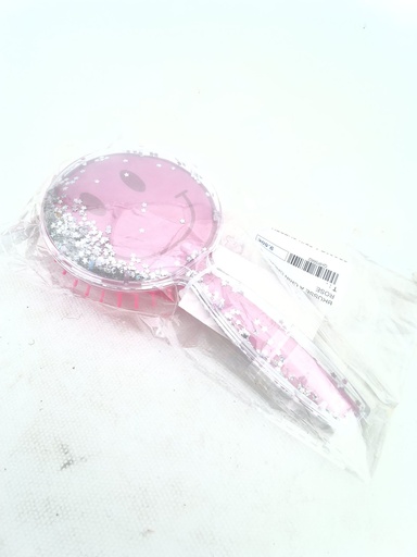 Brosse crin Qhp rose paillettes smiley