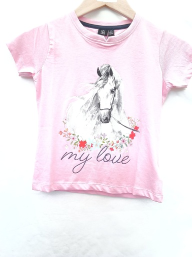 T-shirt Hkm horse spirit rose 6ans