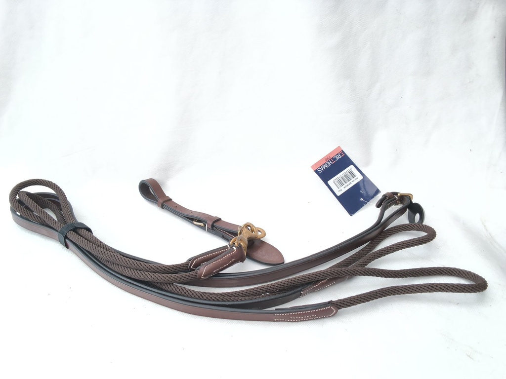 Rênes allemandes Éric Thomas cuir/corde marron cheval