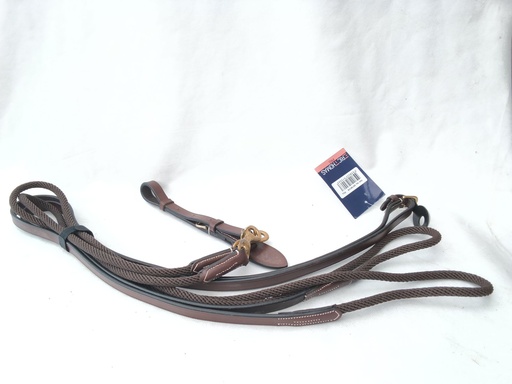 Rênes allemandes Éric Thomas cuir/corde marron cheval