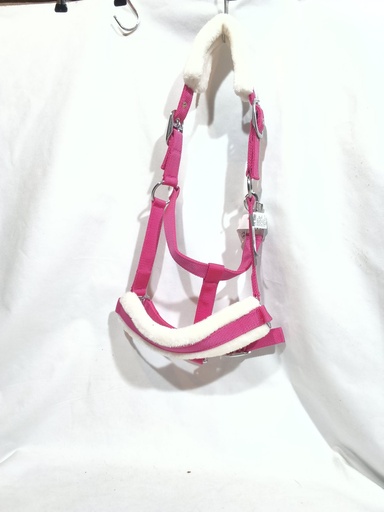 Licol doublé mouton hkm rose cob