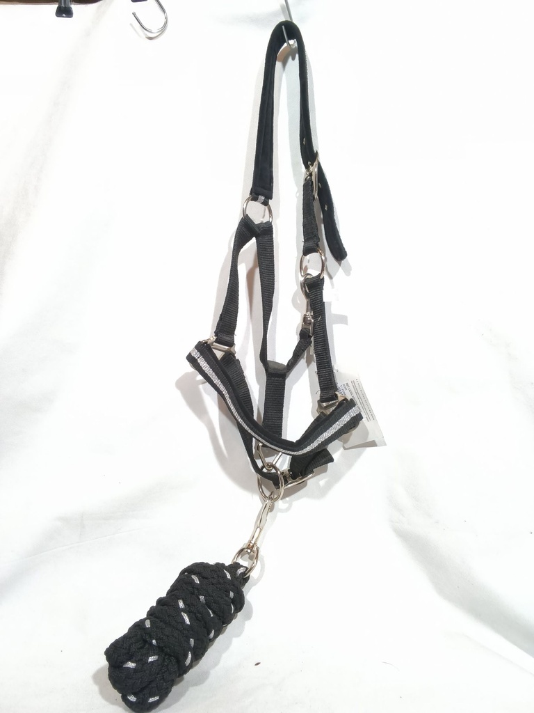 Licol et longe canter noir/argent