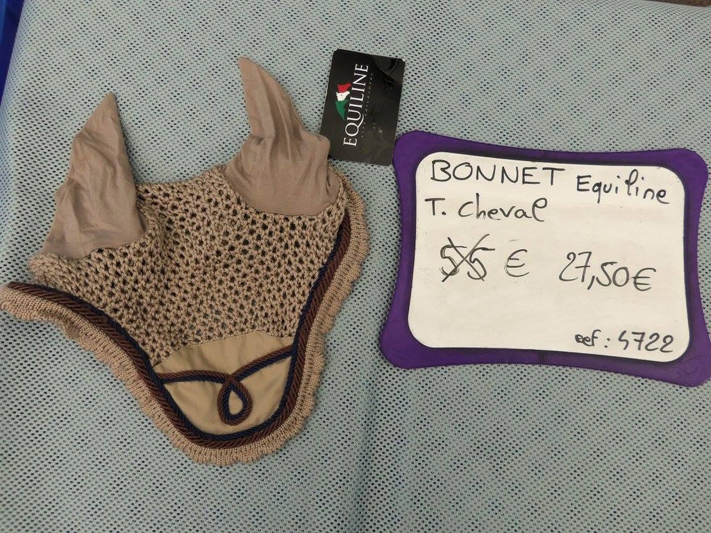 bonnet cheval equiline marron clair Galon marine