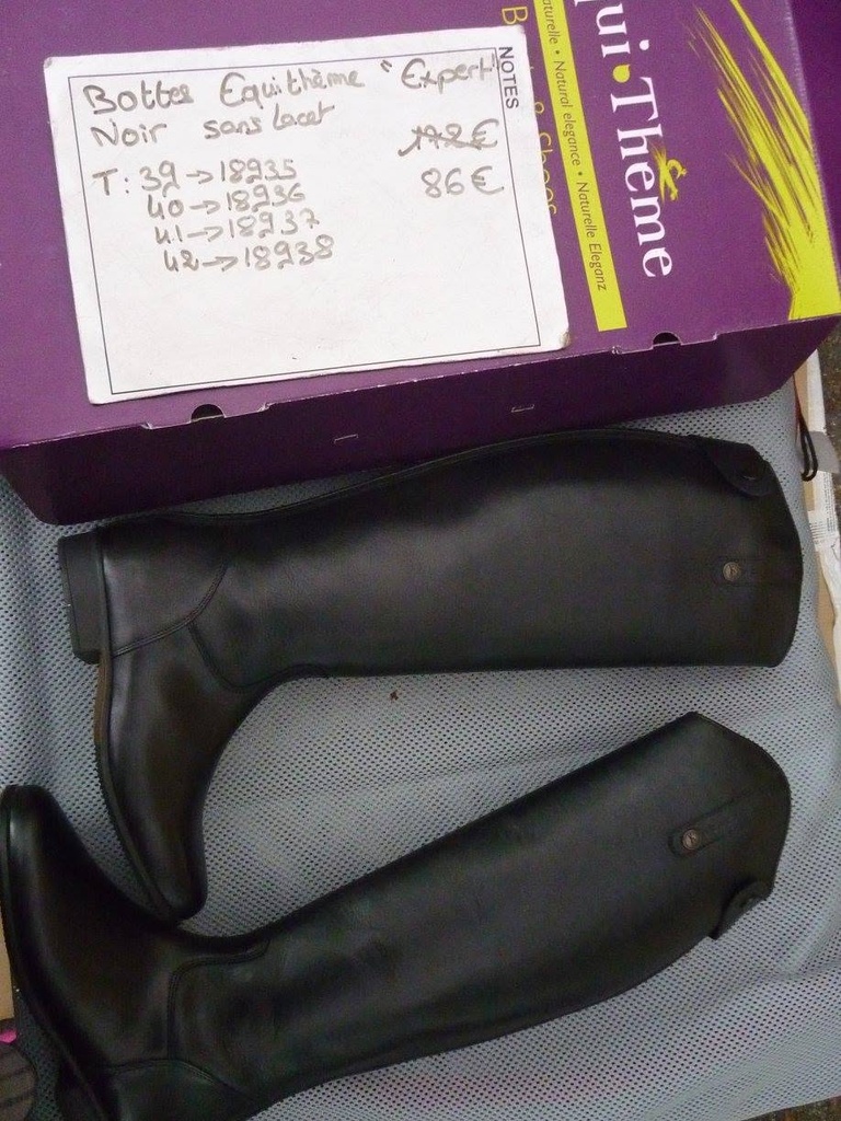 bottes equitheme expert sans lacets noir 41 large
