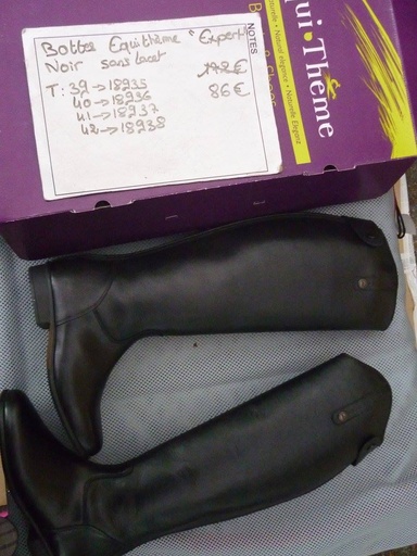 bottes equitheme expert sans lacets noir 41 large