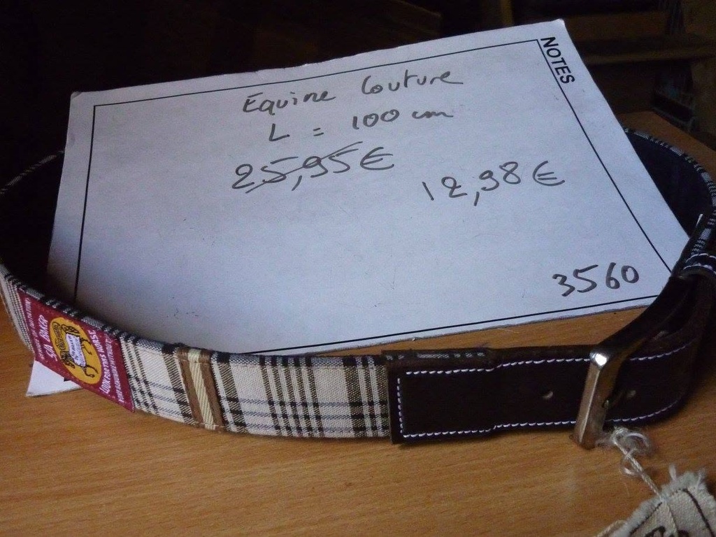 ceinture tissus écossais noir/beige equine couture l
