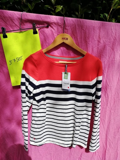 Polo Femme Harbour rayé Bleu/Blanc/Rouge manches longues Tom Joule-34