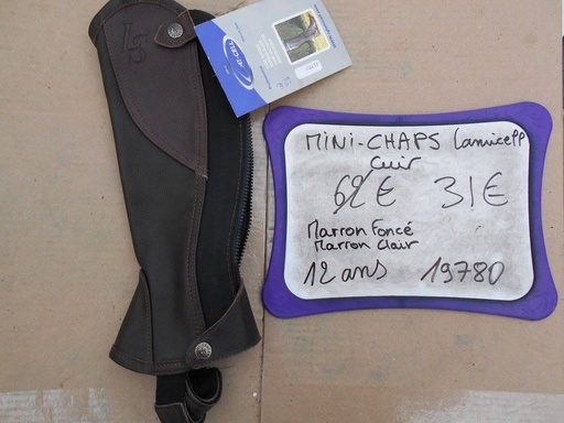 mini chaps cuir lamicell marron clair /foncé 12ans