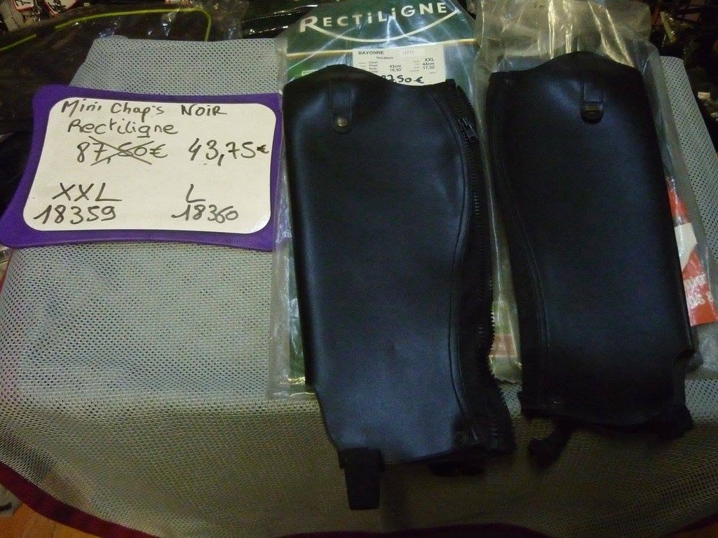 mini chaps cuir lisse rectiligne bayonne noir XXL