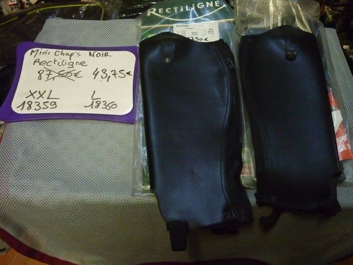 mini chaps cuir lisse rectiligne bayonne noir XXL