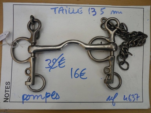 mors pelham metalab 135 droit passage langue
