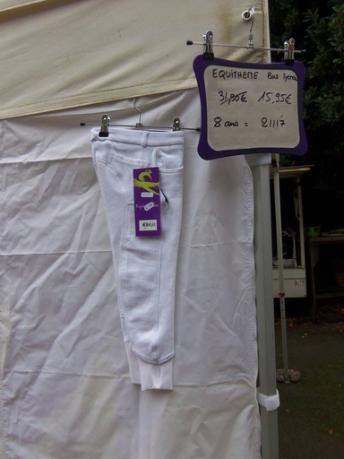pantalon equitheme bas lycra blanc 8ans