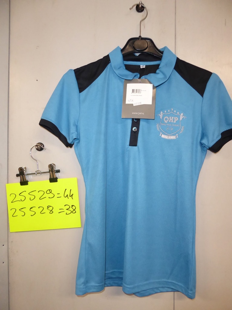 polo QHP ciel/noir 44 femme