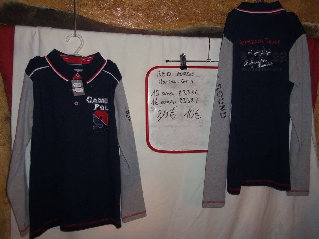 polo red horse manches longues game polo marine gris 16ans