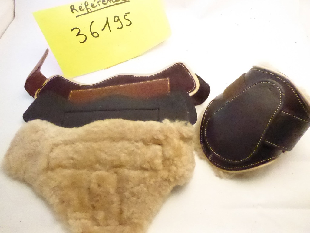 protege boulets cuir performance velcro doublé mouton marron/beige cob