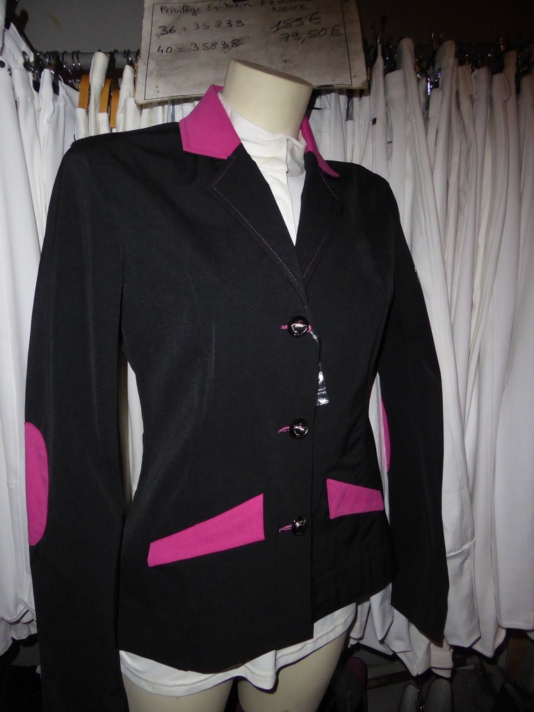 veste concours privilege equitation sophia noir /rose 36 femme
