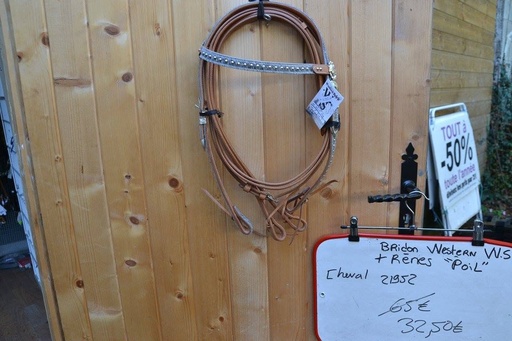 bridon renes WS western marron clair clous poils cheval