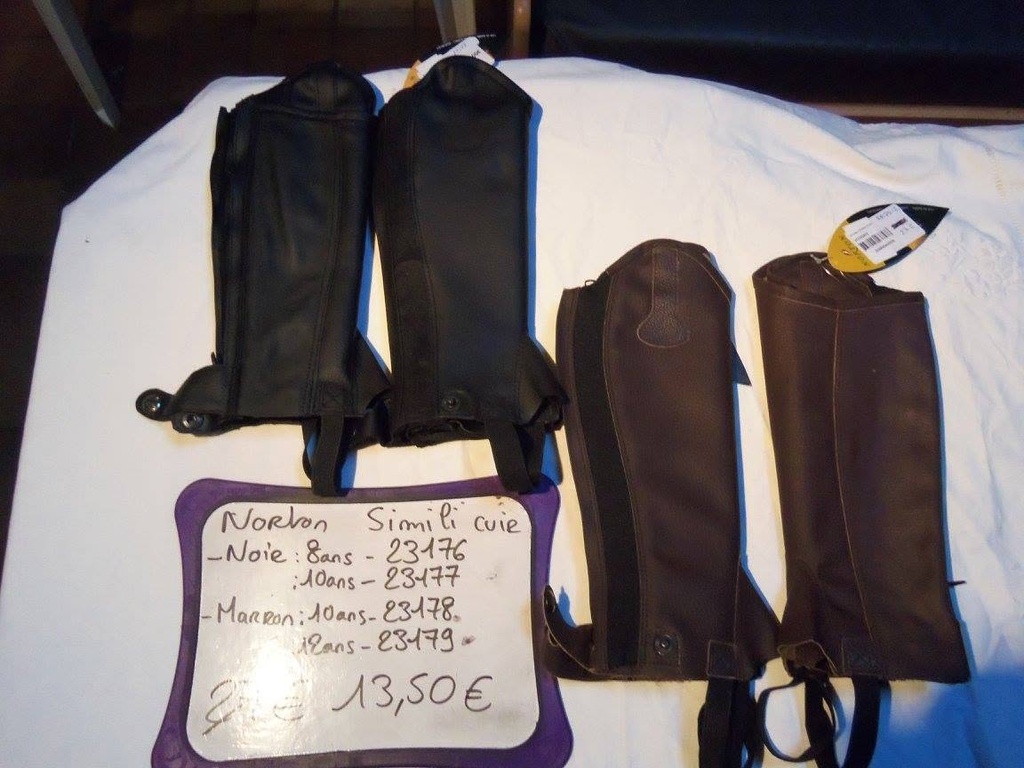 mini chaps norton simili cuir marron 12ans