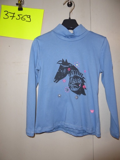 T-shirt HKM manches longues tete poney bleu 4/6ans