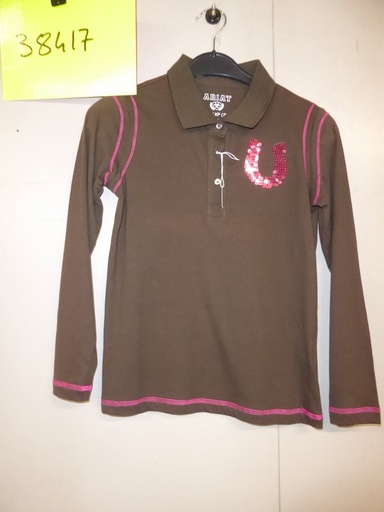 polo ariat manches longues marron paillettes 7/8ans