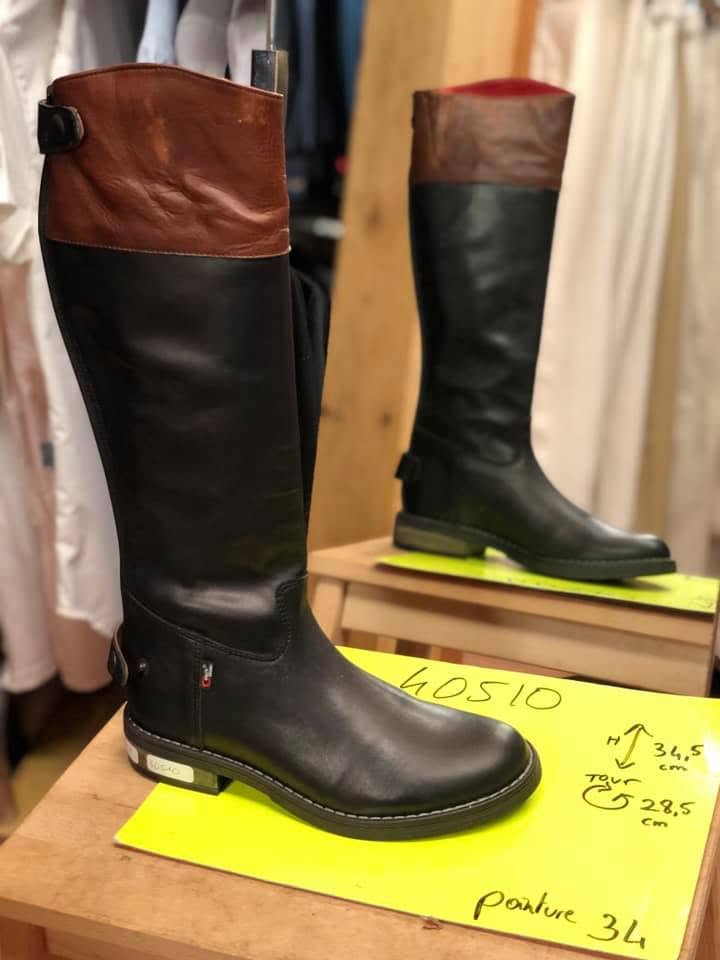 bottes cuir coqu'in shoes calipse noir/marron 34