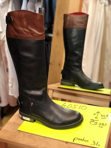 bottes cuir coqu'in shoes calipse noir/marron 34