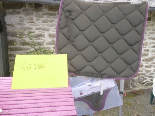 TAPIS ANATOMIQUE +bonnet WALDHAUSEN ESPERIA dressage olive/lilas cheval