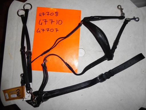 collier chasse à pont cuir gras surpiqué chetak noir poney