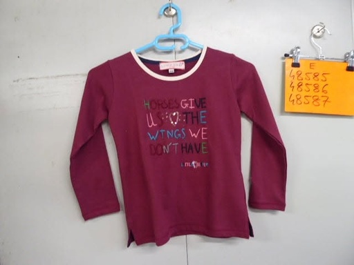 T-shirt HKM little sister manche longues bordeaux 4/6ans