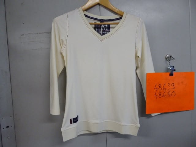 T-Shirt EQUIT'M ECRU col EN V manches longues femme S