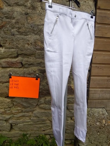Pantalon EQUITHÈME "Zipper" blanc femme 42