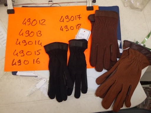 gants coton cuir noir XS enfant