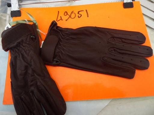 gants cuir attache velcro marron L