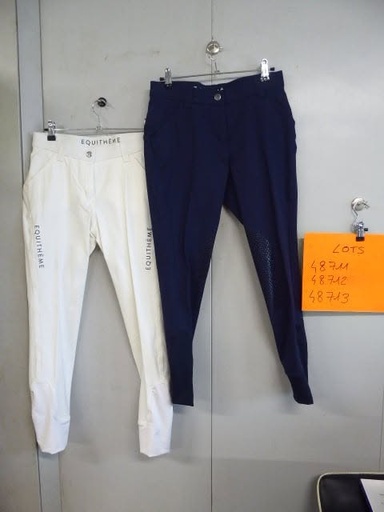 pantalon equitheme saturn LOT de 2 (1 blanc, 1 marine) femme 40