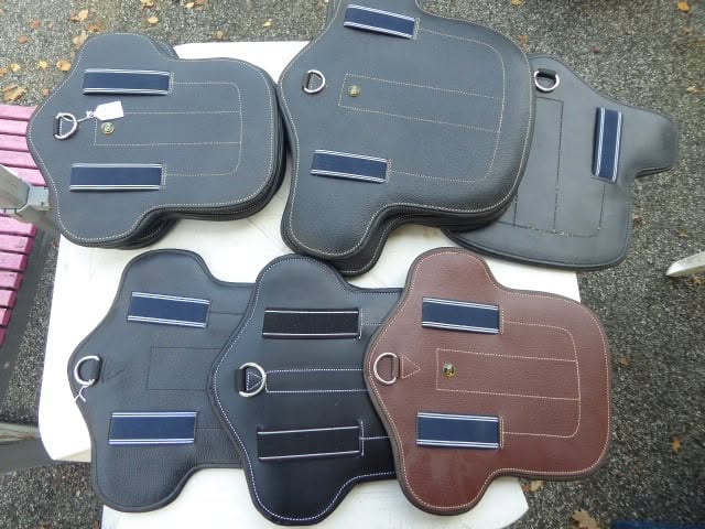 bavette amovible PDAH noir cuir lisse elastique marine cheval