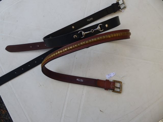 ceinture cuir clincher marron clair/doré 90cm