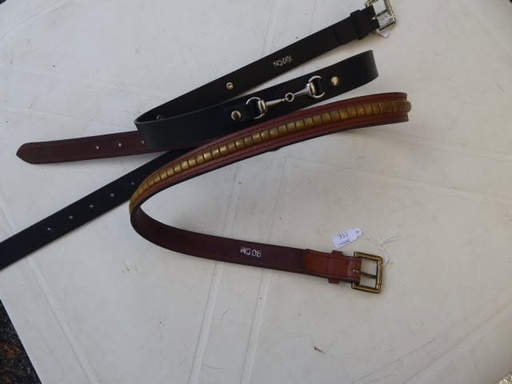 ceinture cuir clincher marron clair/doré 90cm