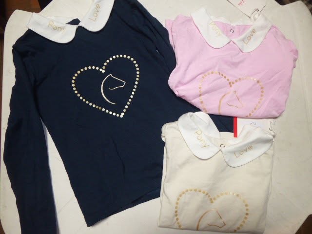 T-shirt equitheme equi-kids à col «coeur simple» manches longues