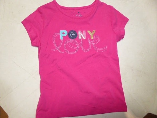 T-shirt equitheme equi-kids «pony love » fuchsia 6ans