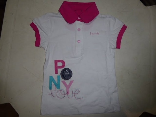 T-shirt equitheme equi-kids à col pony love blanc/rose 6ans
