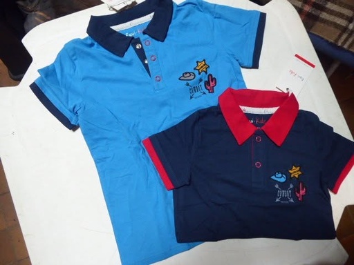 polo equitheme equi-kids cow-boy marine/rouge 4ans
